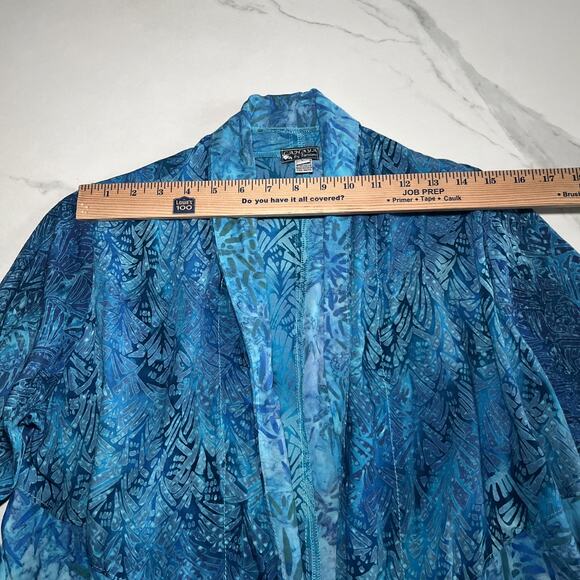 Cahaya by Tanami Open Front Kimono Beach Swim Cover Up Size Large Blue Tropical - Picture 4 of 9